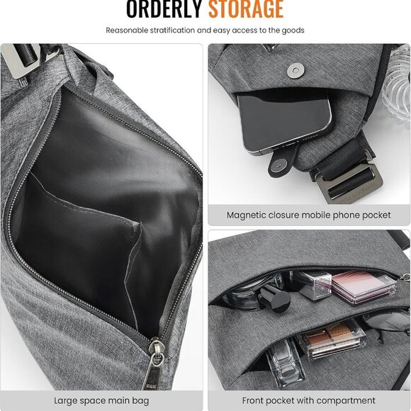 Anti Theft Crossbody Bag, Shoulder Bag Anti-theft Design for Travel, Sport, Work - Picture 3 of 7